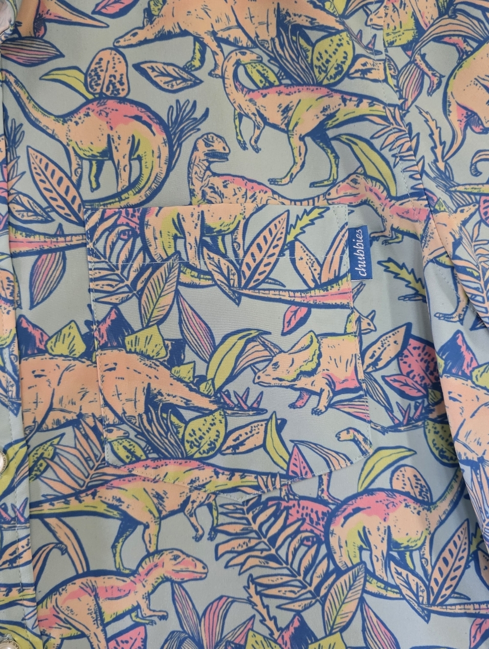 Chubbies Mens Tropical Dinosaur Short Sleeve Button Down Shirt Size Medium - Picture 5 of 10